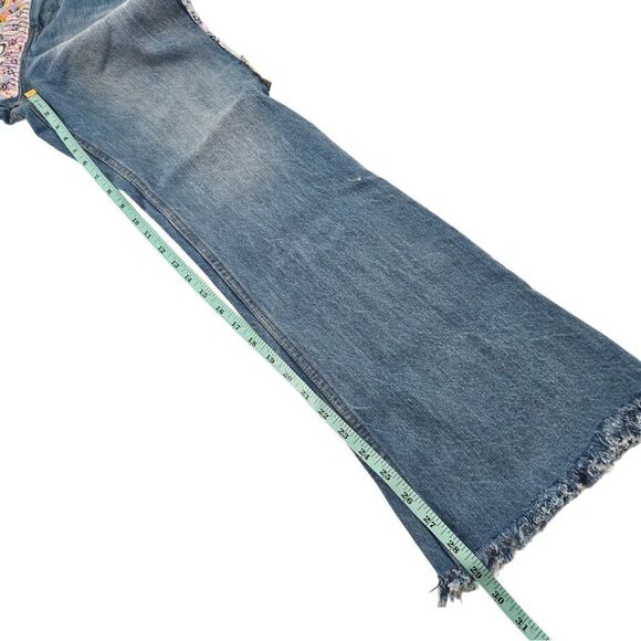 BDG Urban Outfitters High-Waisted Flare Patchwork Craft Jeans Indigo 26 - Picture 12 of 13